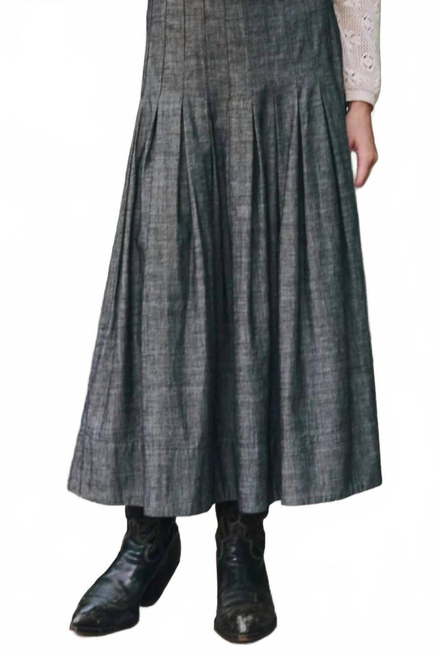 NEW THE GREAT. rhythm skirt in smoke wash